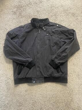 LRG Jacket Mens 3XL Black Microfiber Bomber Full Zip Stand Collar Lightweight